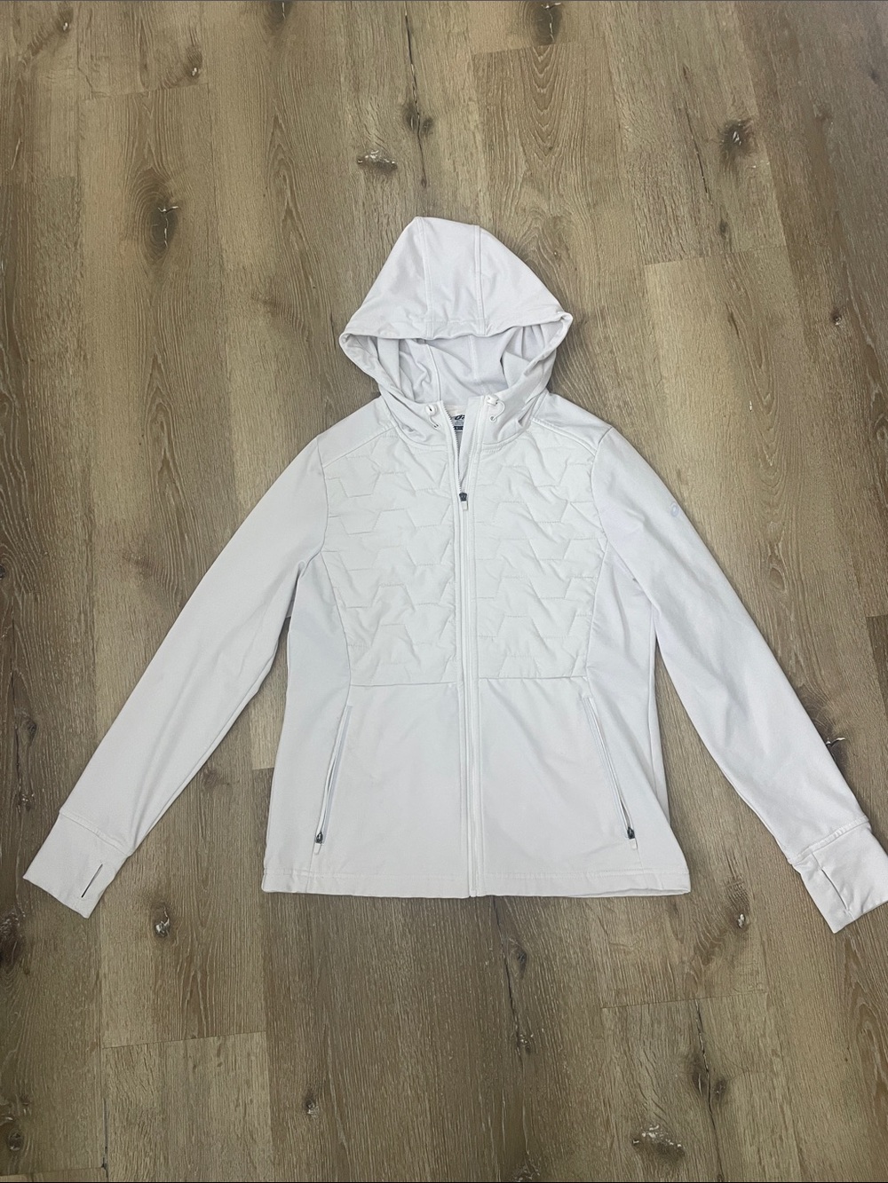 Asics White Hooded Utility Jacket with Quilted Front